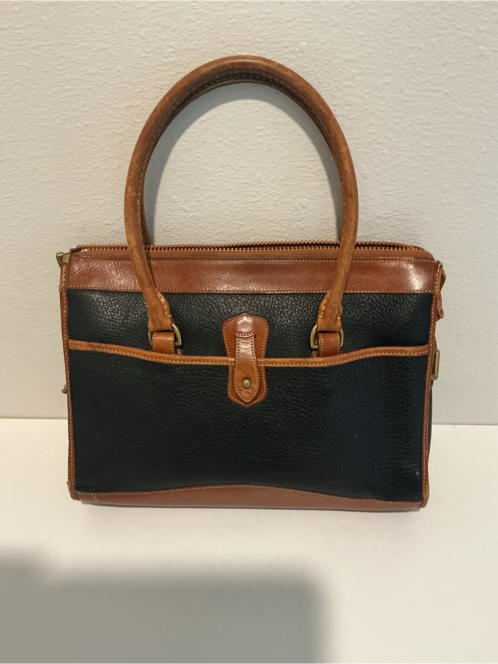 Dooney & Bourke Black and Brown Leather Satchel